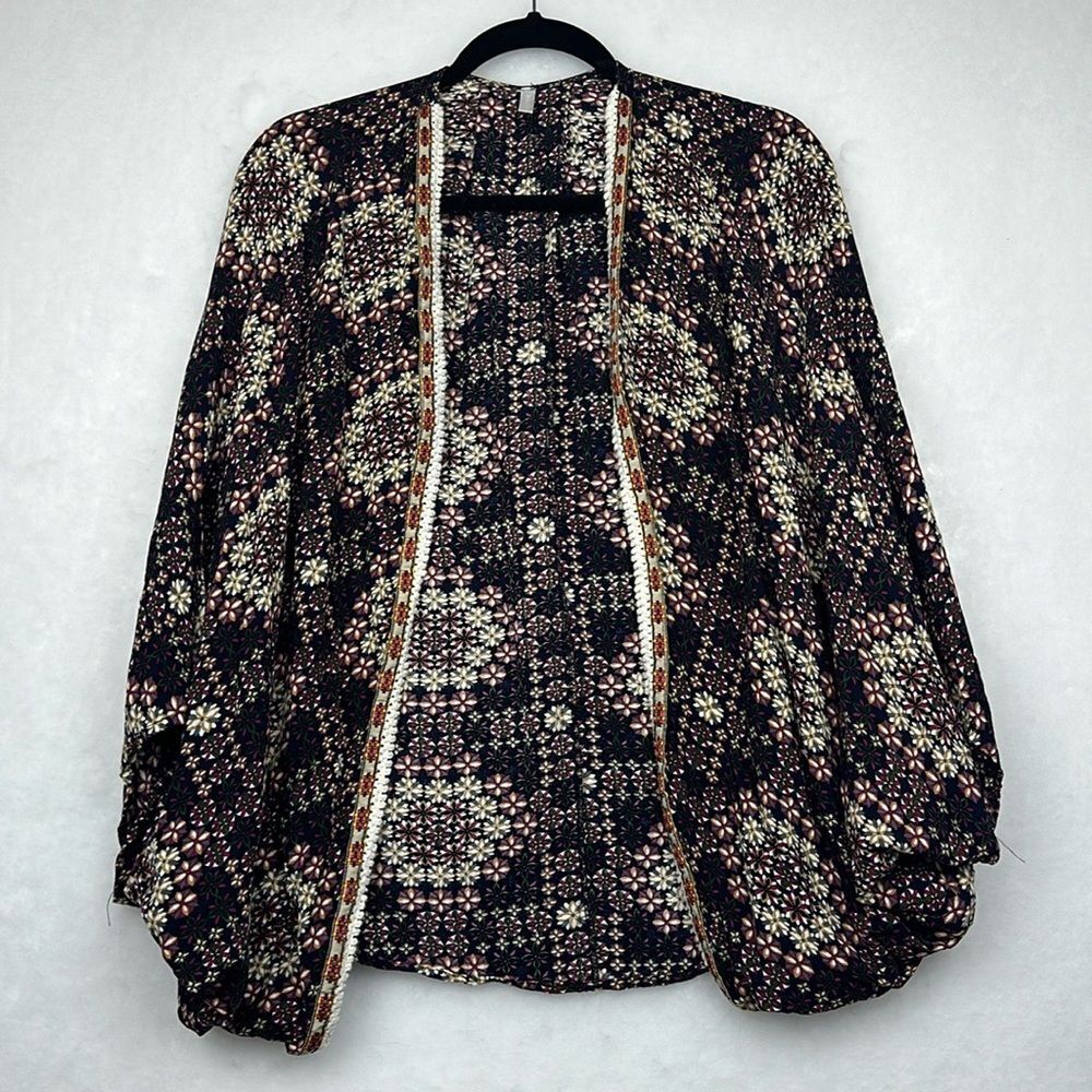 Pink Blush Floral Print Cocoon Style Kimono One Size